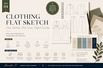 create professional clothing flat sketches