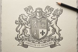 design custom heraldic family crest and coat of arms logo