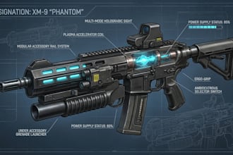 draw mecha helmet, weapon, armor concept