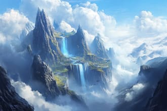 create stunning fantasy background and scenery illustration