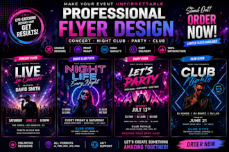 design professional club, event, or birthday party flyer