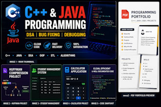 solve cpp and java programming dsa and bug fixing