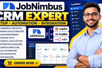 set up jobnimbus crm, automation, workflows and integrations