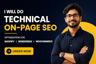 do technical on page SEO optimization for shopify wordpress woocommerce website