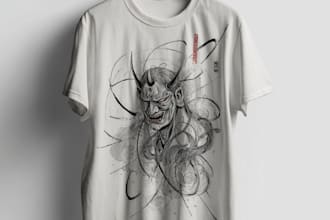 draw traditional japanese t shirt illustration