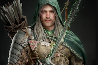model 3d metahuman character for game, cloth chaos simulation, 3d rig, xgen hair