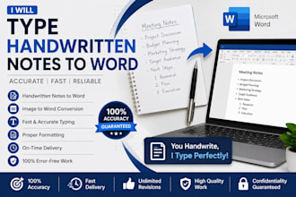 type handwritten notes into word and PDF professionally