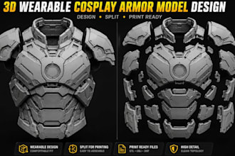 sculpt 3d wearable cosplay model, 3d mask helmet 3d cosplay armor creation stl