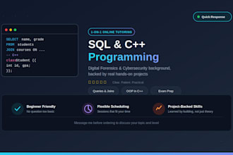 teach you sql database queries and c plus plus programming