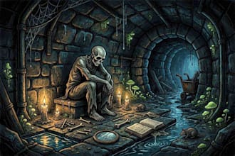 create a dark, horror, underground art illustration