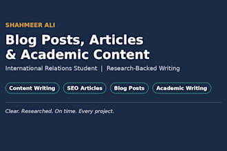 write research articles, blogs and academic content