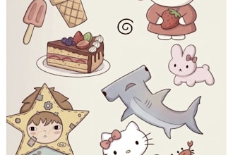 draw doodle illustration arts for icons and stickers