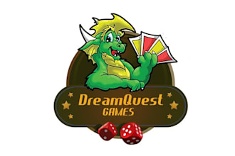 design cute and playful dragon dice game logo