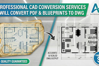 redraw your sketch or PDF into a professional 2d autocad