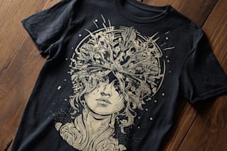 create animal linocut tshirt design for brands