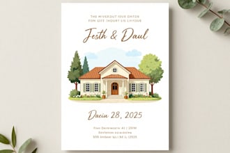 design wedding invitation with a venue illustration