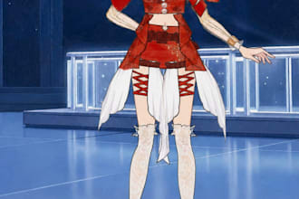 draw custom anime fashion outfit designs and digital sketches