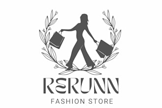 design a minimal fashion store logo with silhouette and branding