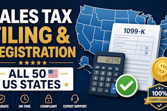 file sales tax for all USA states, do registration of sales tax in 7 days