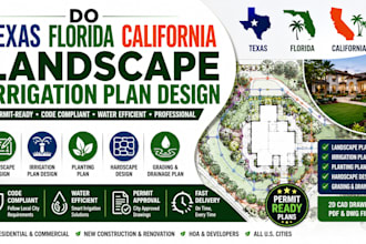 do texas florida california landscape irrigation plan design