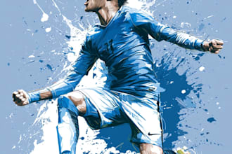 draw sport player illustration for magazine, poster, or book