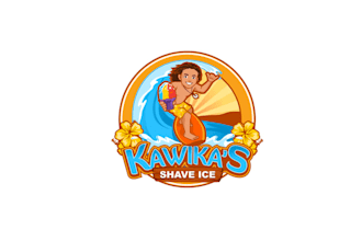 design mascot wave logo for hawaiian shave ice company