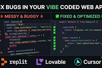 fix bugs in your vibe coded web app in replit, cursor, lovable