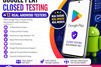 provide 12 android testers for google play console closed testing