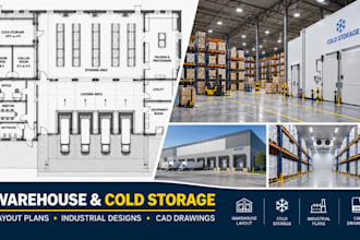 design warehouse layouts, cold storage plans, industrial floor plans cad drawing