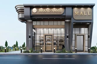 built environment landscape design for modern commercial center,retails, archviz