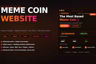 build meme coin website crypto token website with wallet connect solana ethereum