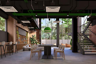 office interior, exterior design, revit3d model,sketchup, realistic 3d rendering