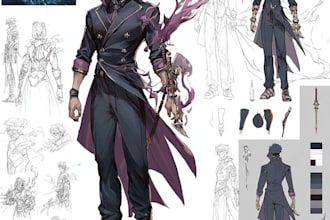 draw anime character reference sheet for your