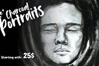 draw you a realistic portrait using charcoals