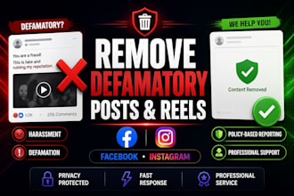 remove defaming harassing posts reels from facebook and instagram
