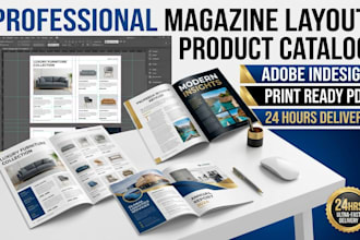 design a professional magazine layout and product catalog