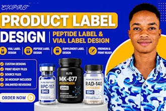 product label design, peptide label and vial label design