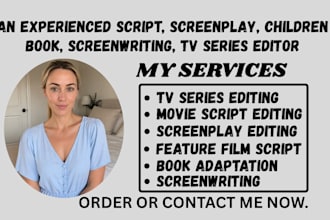 edit, format your movie script, screenplay, children book, feature film script