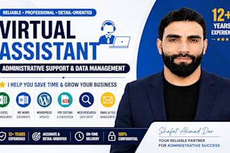 be your virtual assistant for administrative support, excel,