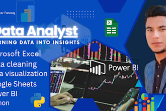 do data analysis, excel analysis, power bi dashboards and python programming
