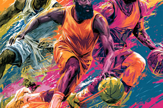 draw sports graphic illustrations for basketball or other sports
