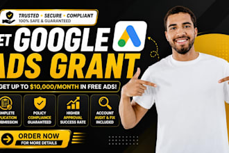 setup and manage google ads grant, adsword ppc campaign for nonprofit