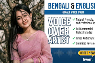be your professional female bengali and english voice over artist