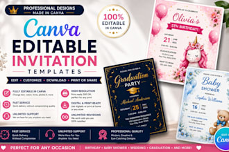 design canva editable invitation template for any event