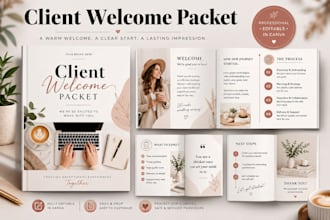 design editable client welcome packet, canva onboarding guide, pricing guide pdf