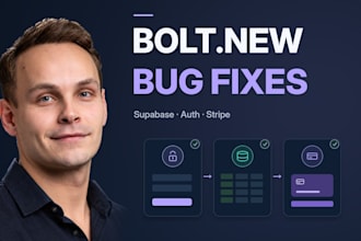 fix bolt new bugs, supabase auth and stripe