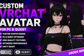 create and optimize custom 3d vrchat avatar for PC and quest