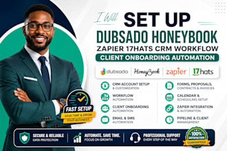 set up dubsado honeybook zapier 17hats CRM workflow client onboarding automation