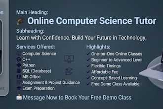 teach computer science, c plus plus, python and dbms online