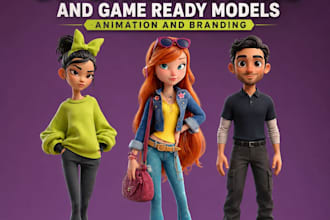 create stylized 3d characters and game ready  models animation and branding